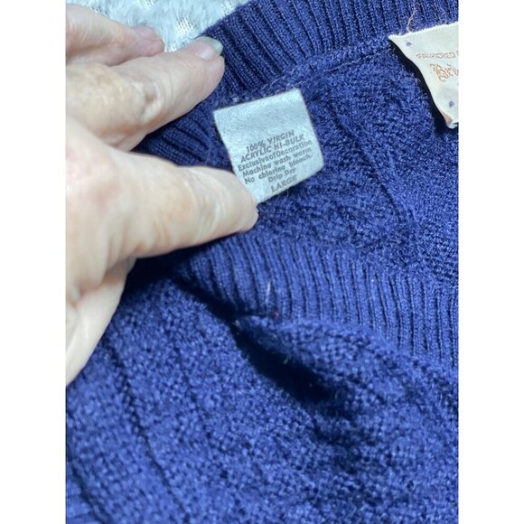 Vintage Brian MacNeil Navy Blue Acrylic Sweater Vest - Large - Picture 7 of 12